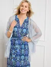 Talbots Metallic Border Wrap - Blue - 001  In Blue