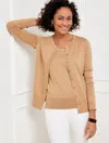 Talbots Plus Size - Metallic Charming Cardigan Sweater - Toasted Coconut/gold - 2x  In Toasted Coconut,gold