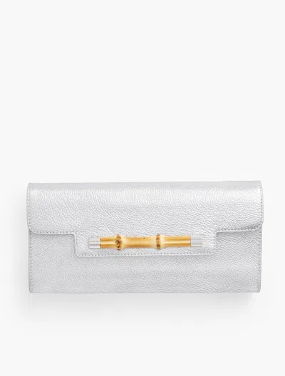Talbots Metallic Leather Bamboo Clutch - Silver - 001