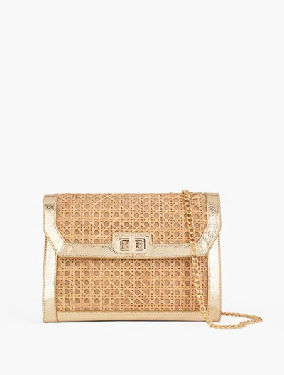 Talbots Metallic Leather Trim Rattan Clutch - Natural/gold - 001  In Natural,gold