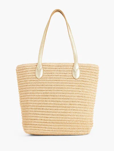 Talbots Metallic Leather Trim Straw Tote - Natural/gold - 001  In Natural,gold