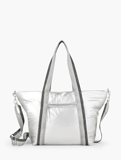 Talbots Metallic Nylon Tote - Silver - 001