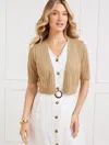 Talbots Metallic Open Stitch Shrug - Gold - Medium  In Gold