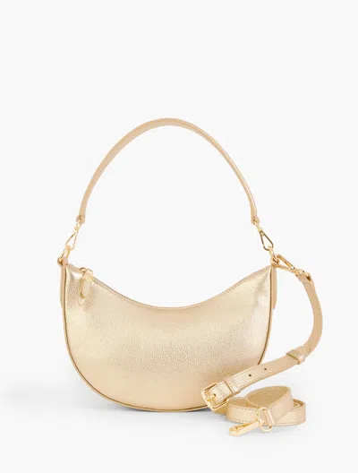 Talbots Metallic Pebble Leather Crescent Shoulder Bag - Gold - 001
