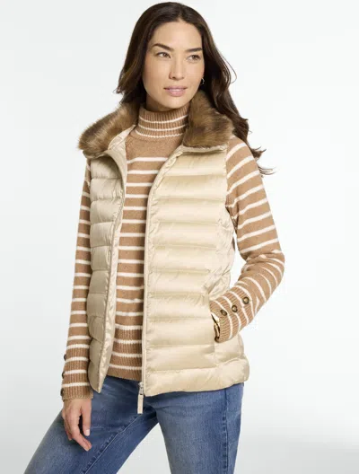 Talbots Metallic Puffer Vest - Champagne Metallic - Xs  In Neutral