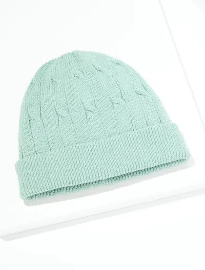 Talbots Metallic Soft Cable Knit Beanie - Sea Spray Green Metallic - 001