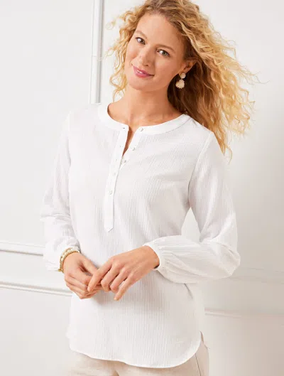 Talbots Metallic Stripe Popover Shirt - White - 3x