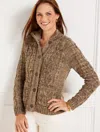 Talbots Metallic Tweed Mockneck Cardigan Sweater - Dark Walnut - 3x