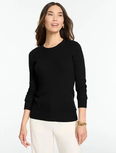 Talbots Micro Cable Sweater - Black - Xs
