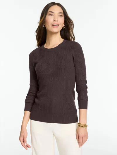 Talbots Micro Cable Sweater - Dark Chocolate - Xs