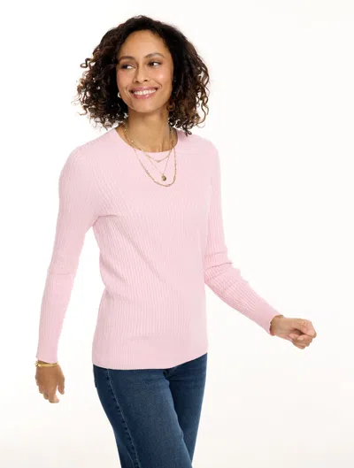 Talbots Micro Cable Sweater - Delicate Rose - Xs
