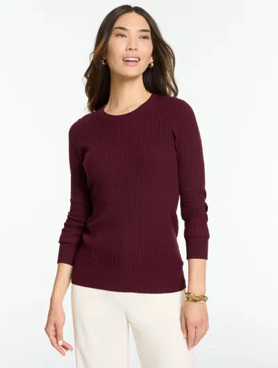 Talbots Micro Cable Sweater - Rich Burgundy - Xs