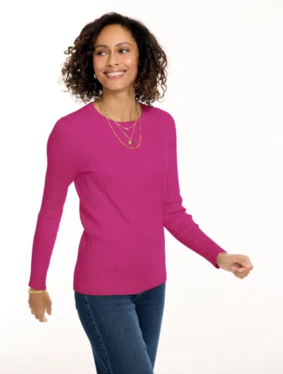 Talbots Micro Cable Sweater - Very Berry - Xs