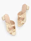 Talbots Millie Straps Metallic Nappa Block Heel Sandals - Gold - 10 1/2 M  In Gold