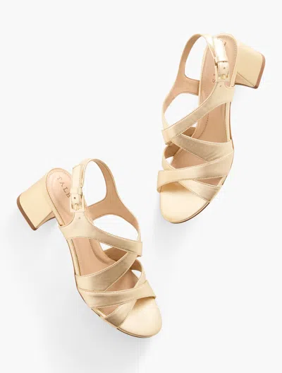 Talbots Millie Straps Metallic Nappa Block Heel Sandals - Gold - 11m