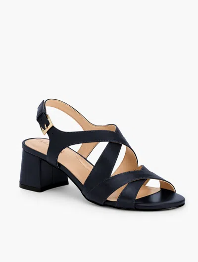 Talbots Millie Straps Nappa Block Heel Sandals - Blue - 10m