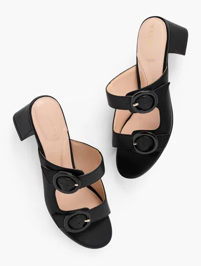 Talbots Millie Straps Vachetta Block Heel Sandals - Black - 10m