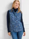 Talbots Petite - Abstract Leopard Diamond Quilted Vest - Ink - Large  In Ink