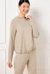 Talbots Misses - Buttery Soft Easy Knit Bungee Hem Hoodie - Light Oak Heather - Medium