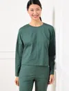 Talbots Misses - Buttery Soft Easy Knit Crewneck T-shirt - Hunter Green Heather - Large