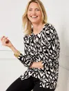 Talbots Misses - Charming Cardigan Sweater - Gathered Feathers - Ivory/black - Xs  In Ivory,black