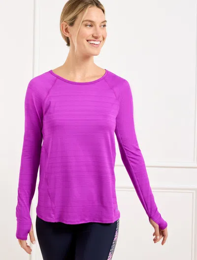 Talbots Petite - Cool Slub Active Long Sleeve T-shirt - Purple - Large