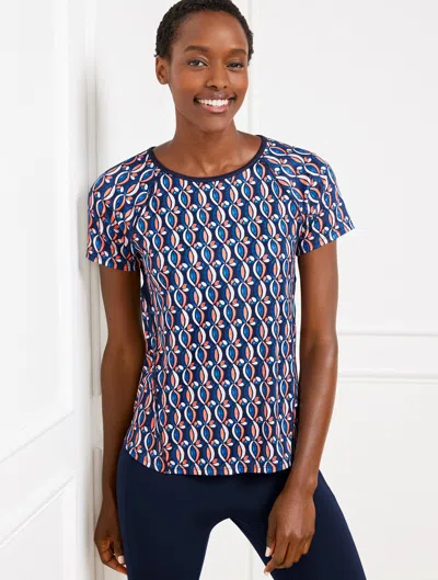 Talbots Misses - Cool Slub Active Short Sleeve T-shirt - Pinwheel Geo - Ink - Medium
