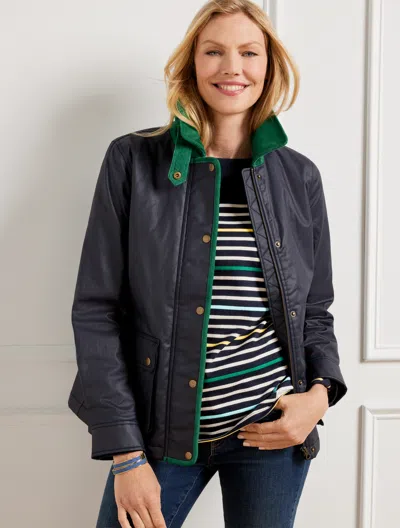 Talbots Corduroy Trim Coated Jacket - Blue - X
