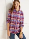 Talbots Cotton Button Front Shirt - Fabulous Plaid - Pretty Plum - 1x  In Pretty Plum