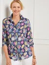 Talbots Cotton Button Front Shirt - Lush Garden - Ink - 3x  In Ink