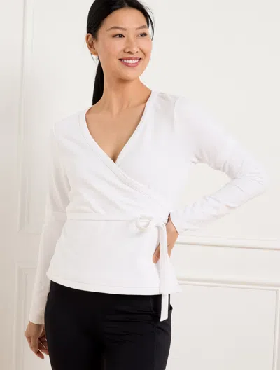 Talbots Misses - Cozy Crush Ballet Wrap Pullover Sweater - White - Xl
