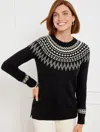 Talbots Misses - Crewneck Sweater - Spirited Fair Isle - Black/ivory - Small  In Black,ivory