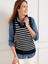 Talbots Petite - Crewneck Sweater Vest - Stripe - Blue - Xl