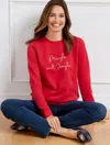Talbots Misses - Crewneck Sweatshirt - Mingle & Jingle - Red - Xs  In Red