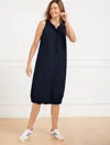 Talbots Misses - Crinkle Weave Bungee Hem Dress - Blue - Medium
