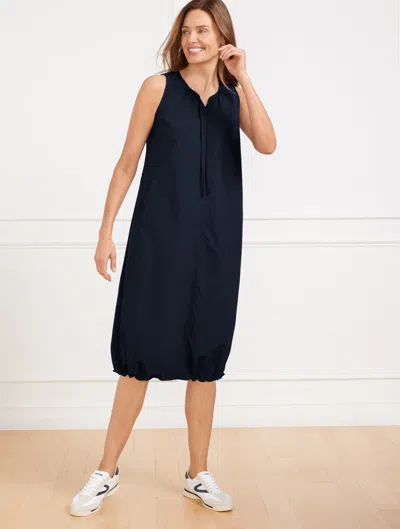 Talbots Misses - Crinkle Weave Bungee Hem Dress - Blue - Medium