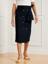 Talbots Double Breasted Twill Midi Skirt - Blue - 20  In Blue