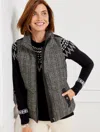 Talbots Misses - Down Puffer Vest - Forest Tweed - Black/ivory - Xs  In Black,ivory