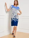Talbots Misses - Effortless Jersey Shift Dress - Filigree Paisley - Blue Iris/admiral Blue - Small  In Blue Iris,admiral Blue