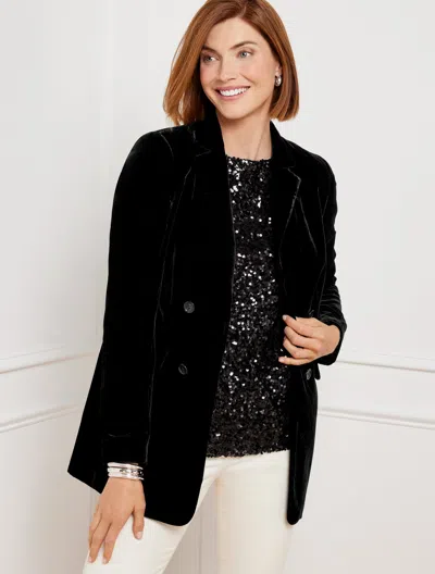 Talbots Effortless Velvet Open Front Blazer - Black - 22