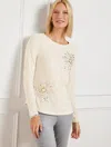 Talbots Misses - Embellished Crewneck T-shirt - Snowflake - Ivory - Xs - 100% Cotton  In Ivory
