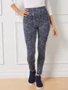Talbots Misses - Everyday Stretch Leggings - Bias Texture - White/indigo - Xs  In White,indigo