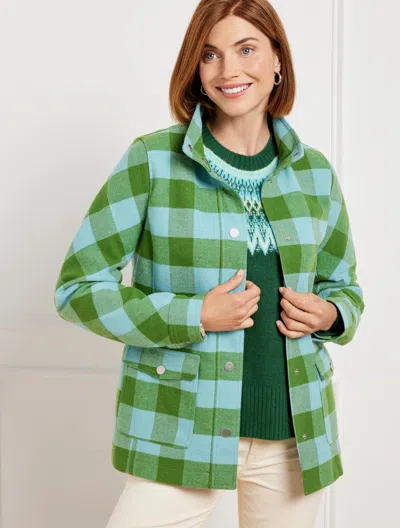 Talbots Misses - Field Jacket - Belle Check - Opal Blue/willow - Medium  In Opal Blue,willow