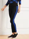 Talbots Petite - Fleece Back Leggings - Side Stripe - Black - 2xs  In Black