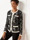 Talbots Misses - Floral Lace Cardigan Sweater - Ivory/black - Xs  In Ivory,black