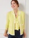Talbots Misses - Grace Cardigan Sweater - Tipped - Citrus Honey/ivory - Xs  In Citrus Honey,ivory