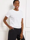 Talbots Misses - Jacquard Crewneck T-shirt - Floral - White - Medium