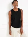 Talbots Misses - Lightweight Woven Stretch Sleeveless Tank Top - Black - Xl  In Black