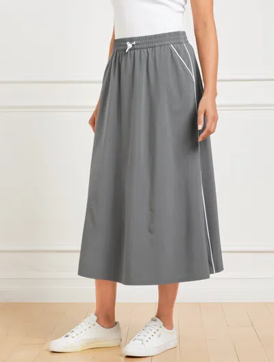 Talbots Misses - Lightweight Woven Stretch Track Skirt - Piping - Smoked Pearl - Large