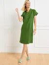 Talbots Misses - Linen Shift Dress - Olive Grove - Xl